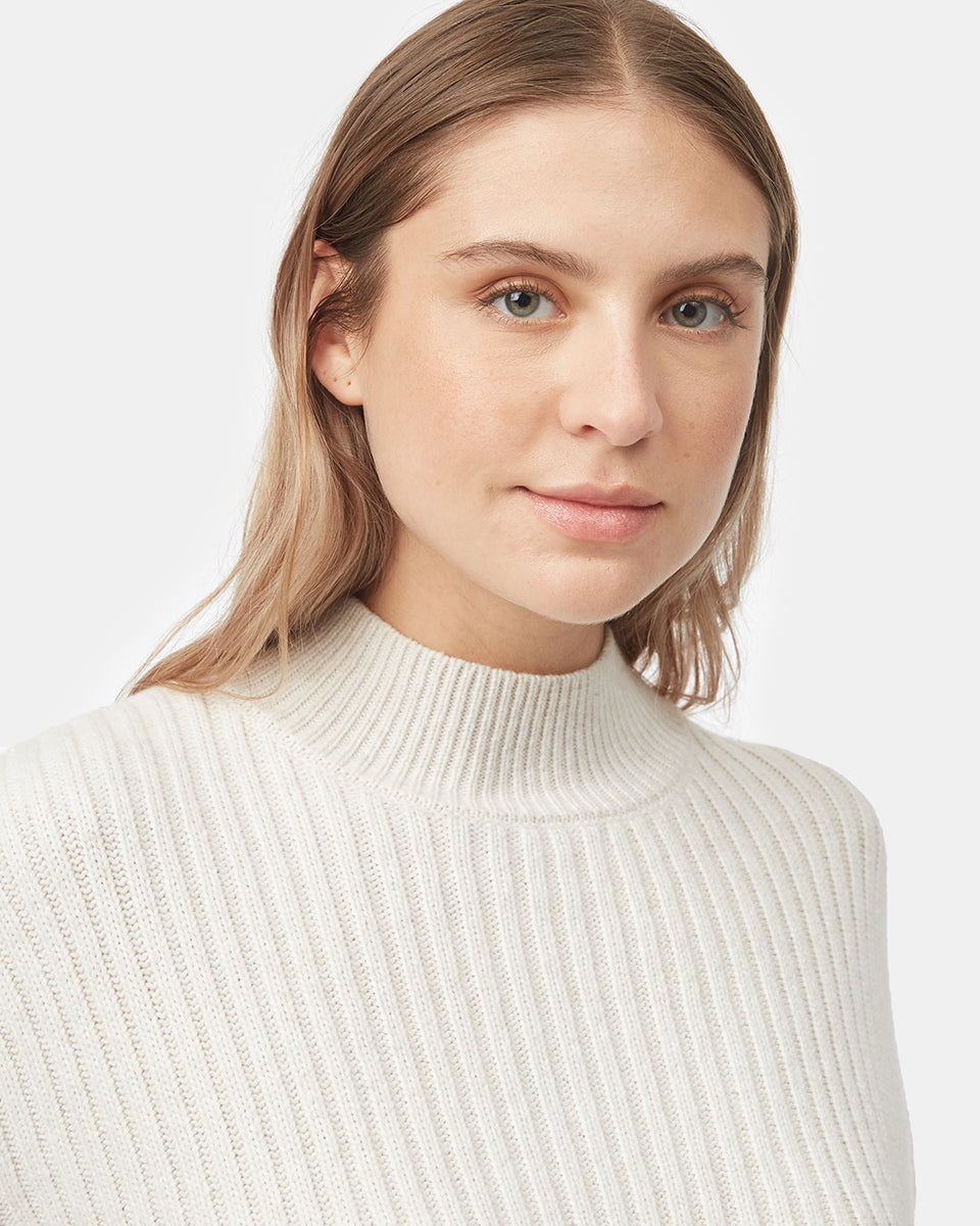 Soft Blend Highline Cropped Mock Neck Rib Sweater for Cool Months