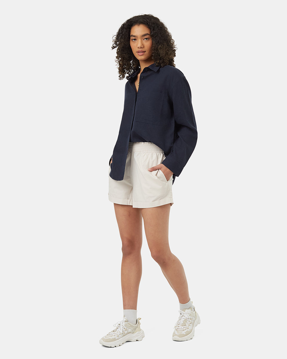 Sustainable Hemp TENCEL™ Blend Button-Front Casual Shirt