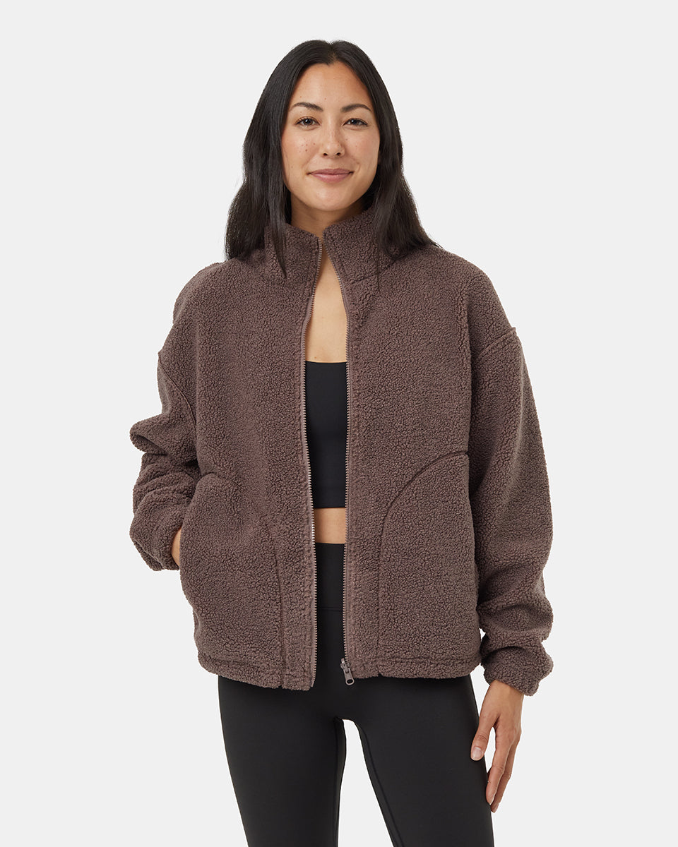 Reversible Full-Zip Jacket Crafted from Recycled Boucle Material