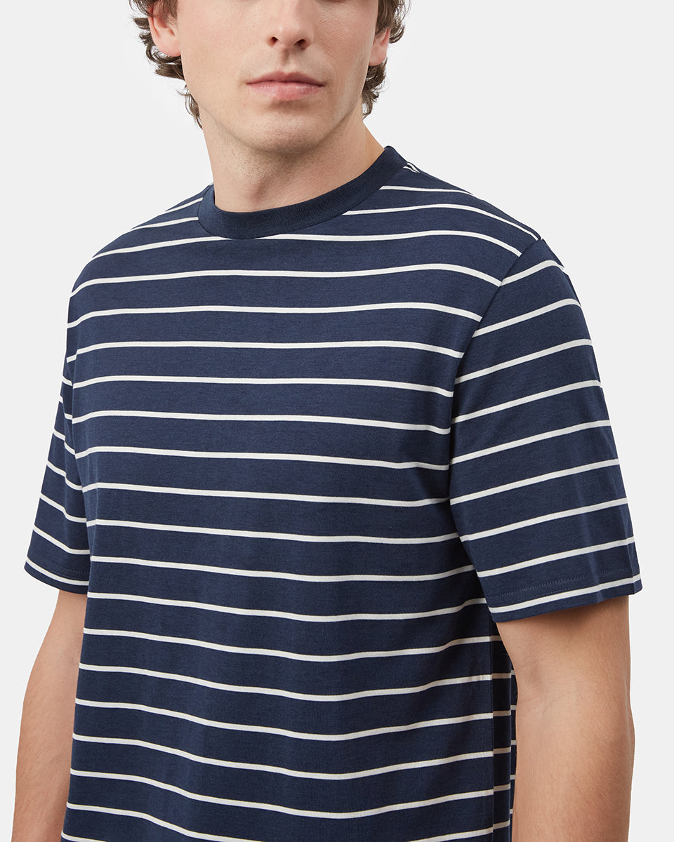 Relaxed Striped Organic Cotton, Recycled Polyester and Lyocell Blend T-Shirt