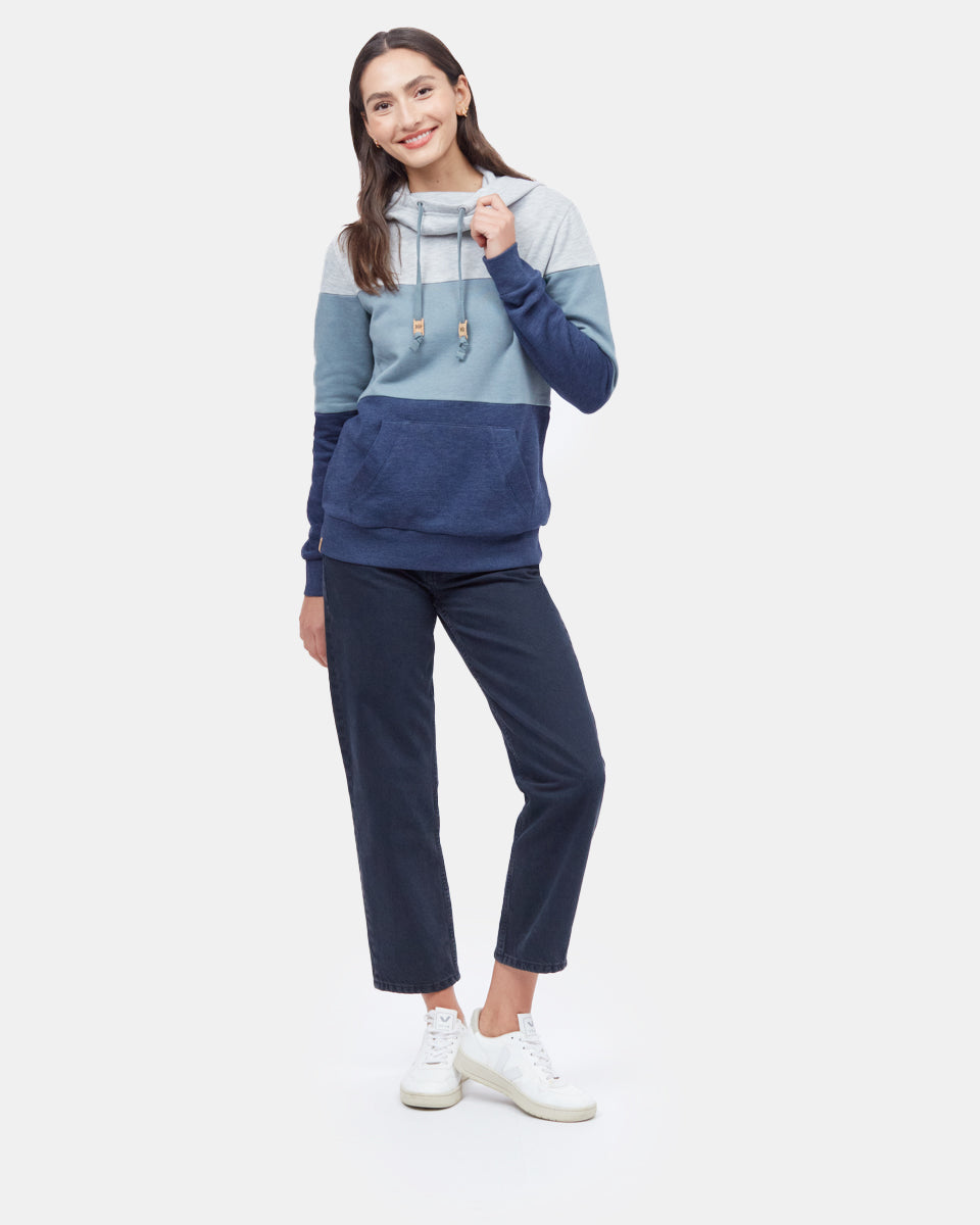 Cozy Blocked Banshee Relaxed Fit Cowl Neck Hoodie for All Occasions