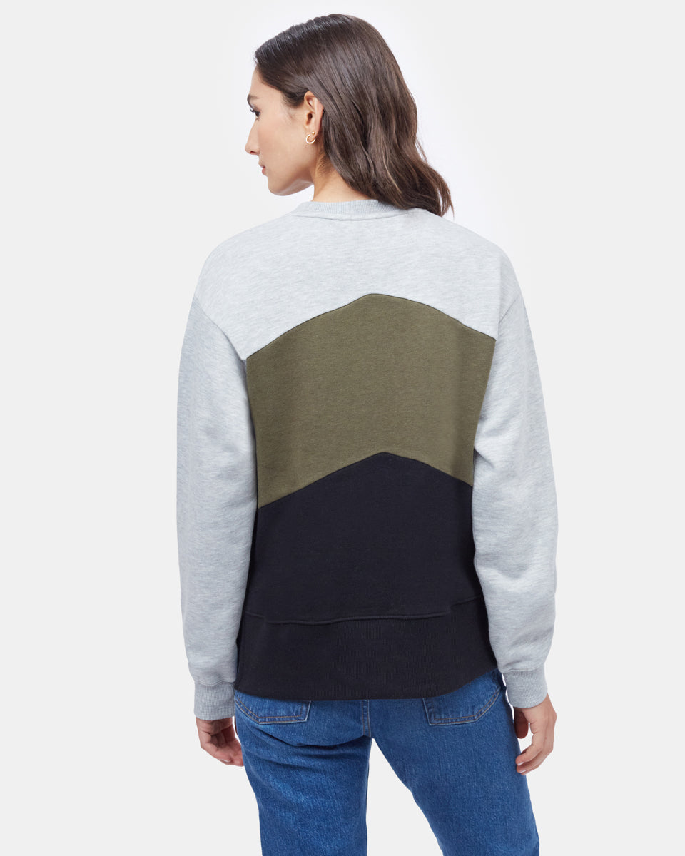 Sustainable Treefleece Chevron Crew with Colorful Pop