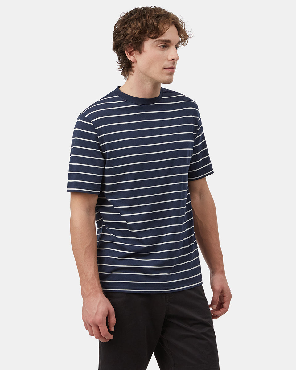 Relaxed Striped Organic Cotton, Recycled Polyester and Lyocell Blend T-Shirt