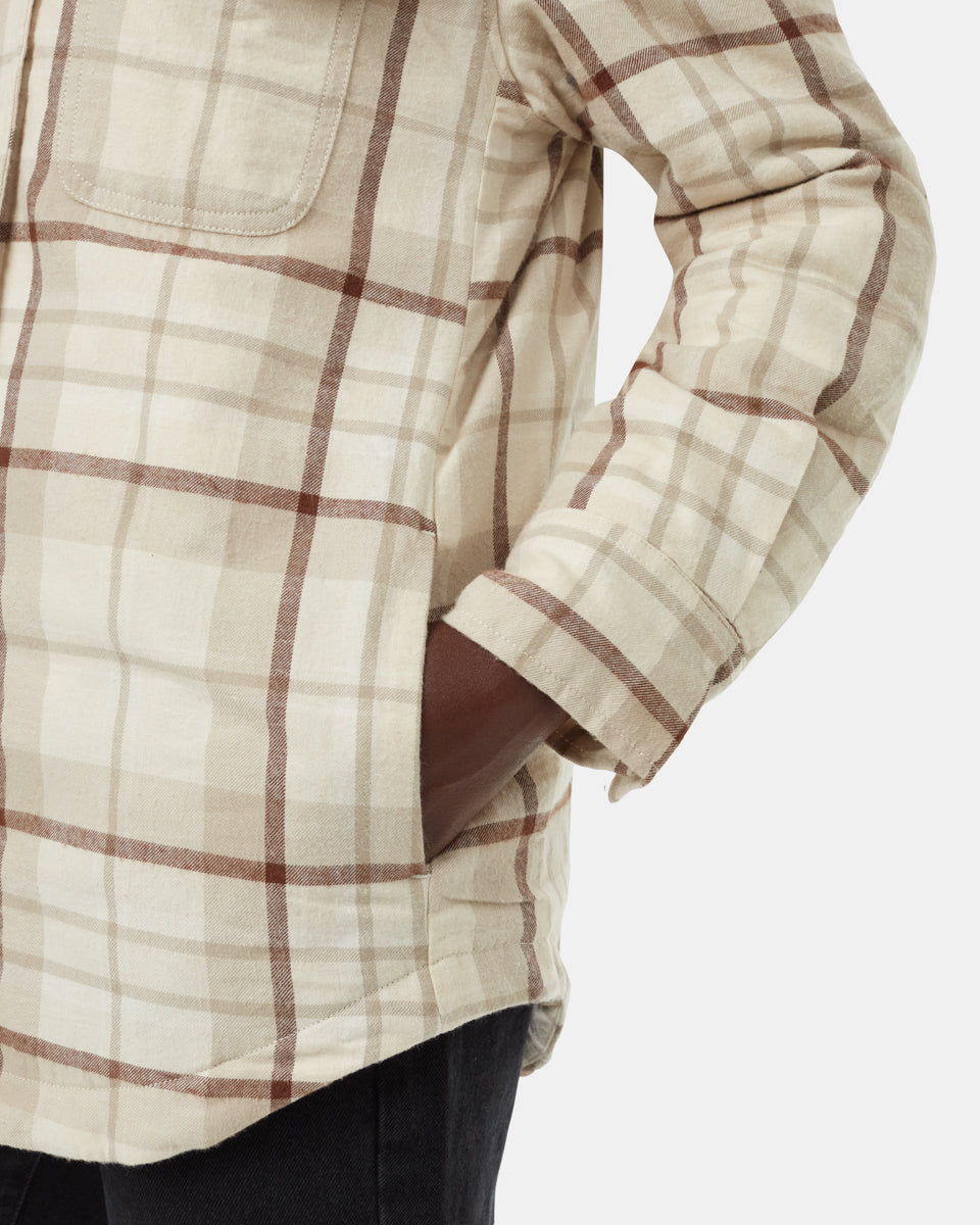 Soft Biodegradable Kapok - Filled Flannel Insulated Shacket for Autumn