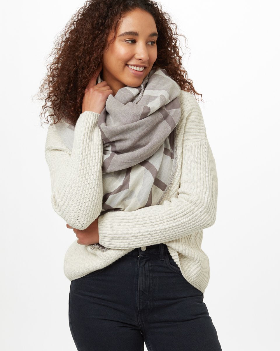 Cozy Cotton Geometric Patterned Blanket Scarf for Winter