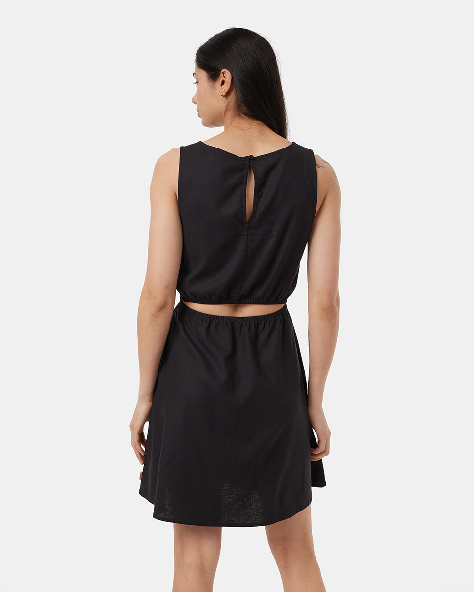 Stylish Hemp Cutout Women's Dress for Outdoor Adventures