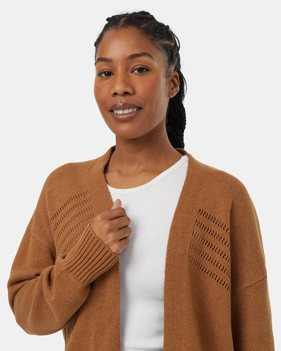 Stylish Organic Cotton Open-Front Prairie Cardigan with Unique Stitch