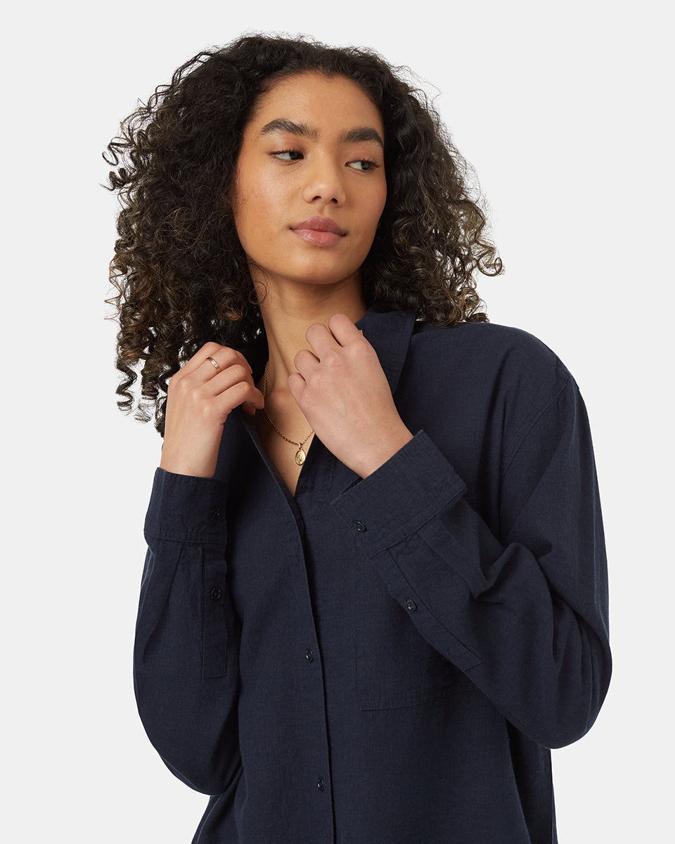 Sustainable Hemp TENCEL™ Blend Button-Front Casual Shirt