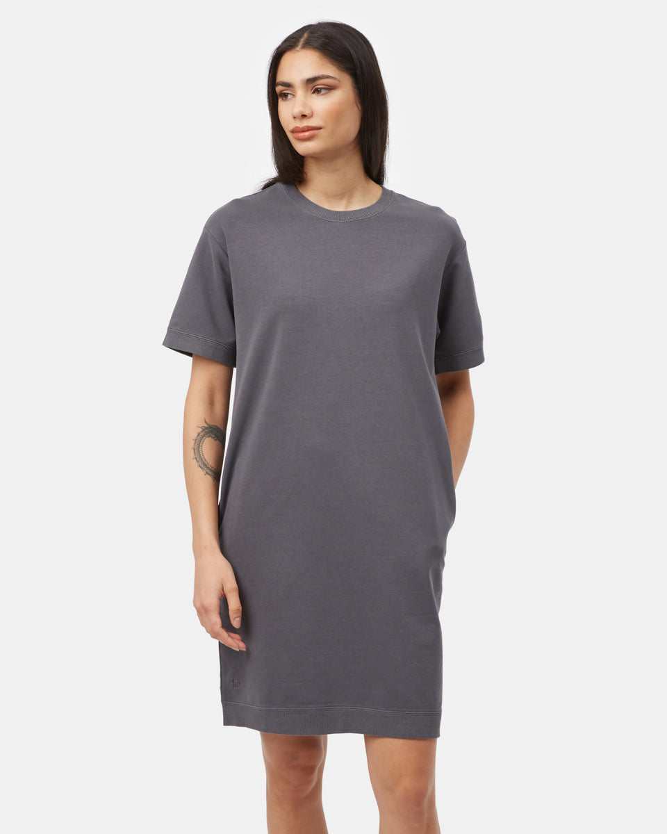 Stylish French Terry Short-Sleeved Knee-Length Spring Dress