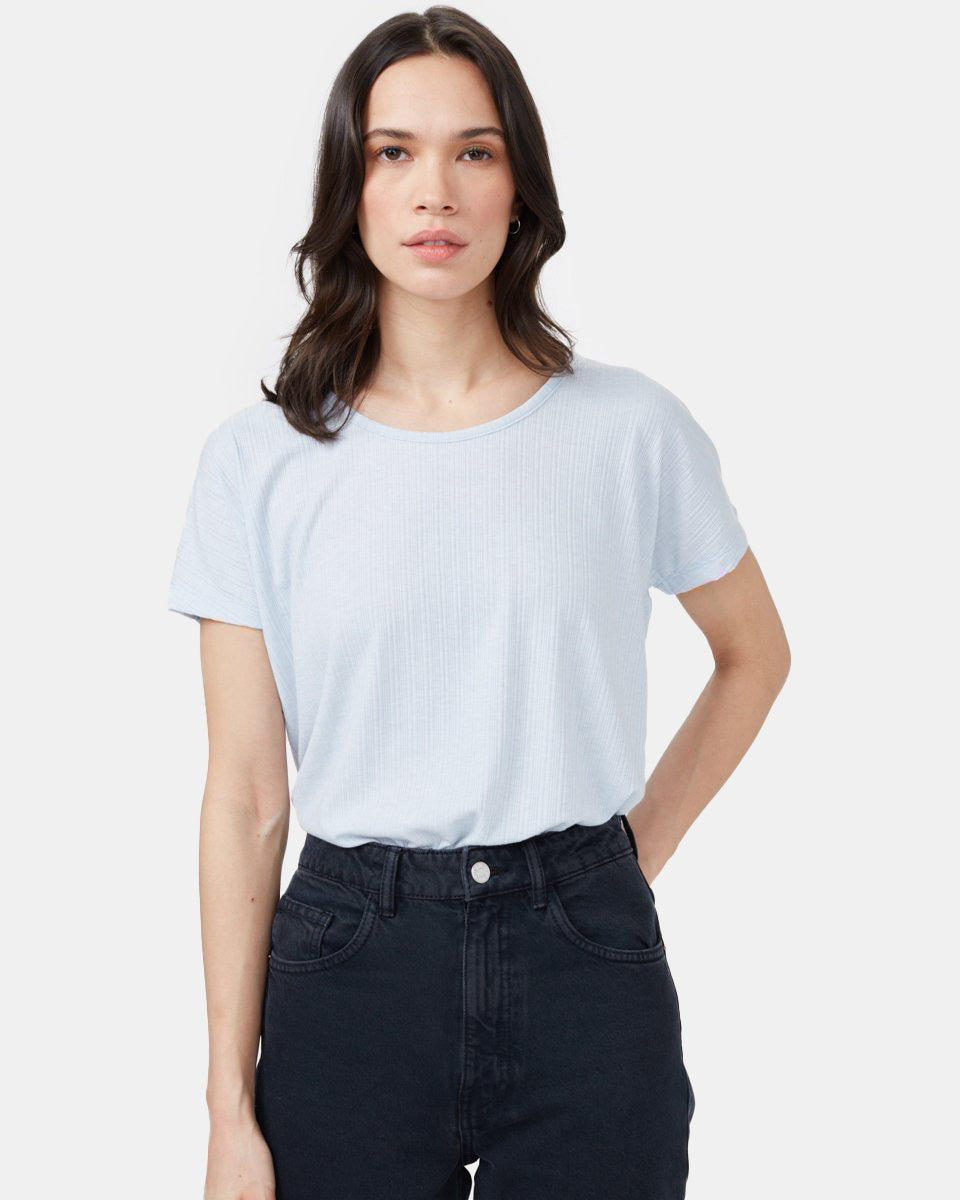 All - Season Soft Sustainable Ribbed Scoop Neck T - Shirt