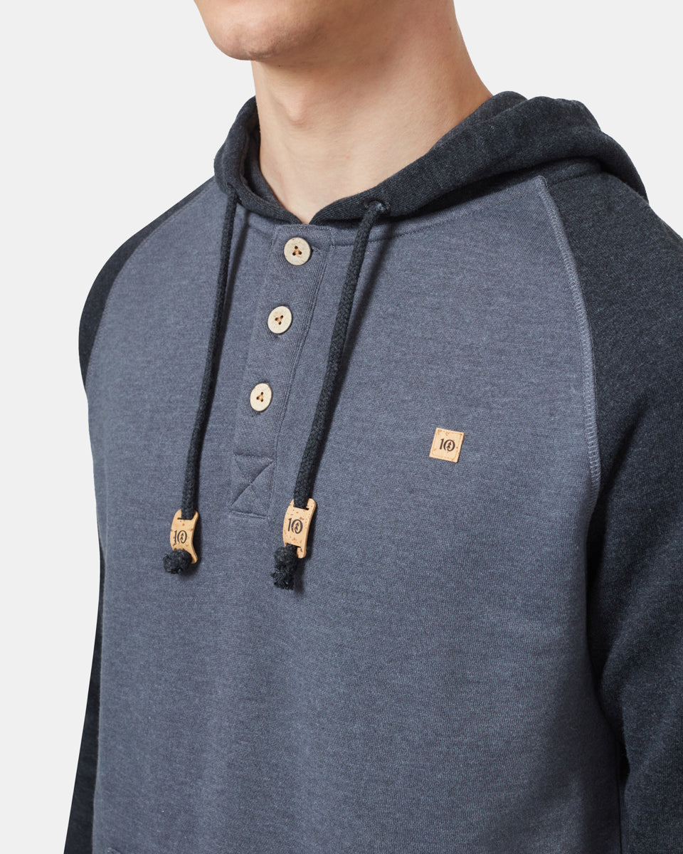 Sustainable Organic Cotton and Recycled Polyester Oberon Henley - Style Hoodie