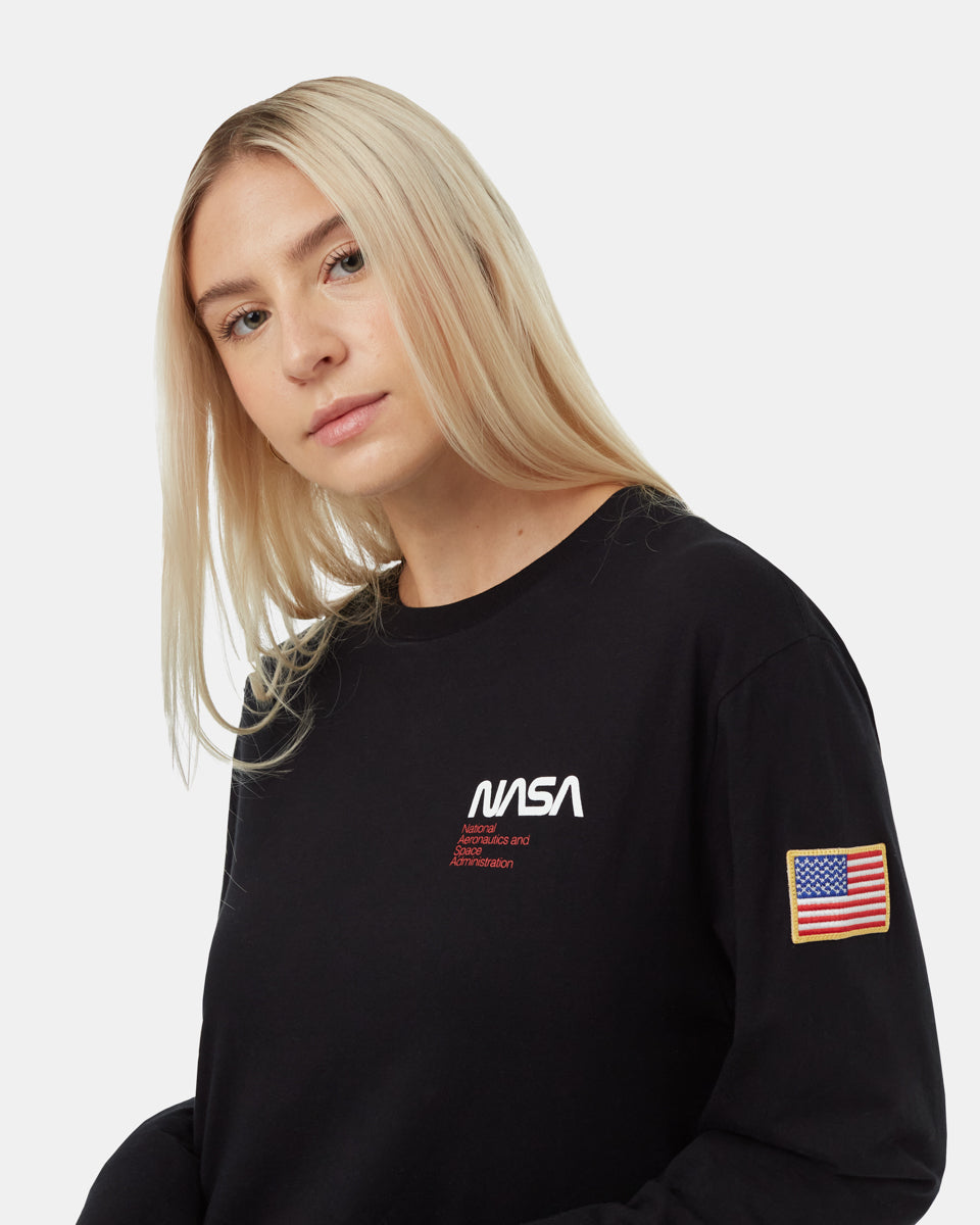 Gender - Neutral NASA - Inspired Flag Patch Long - Sleeve Shirt