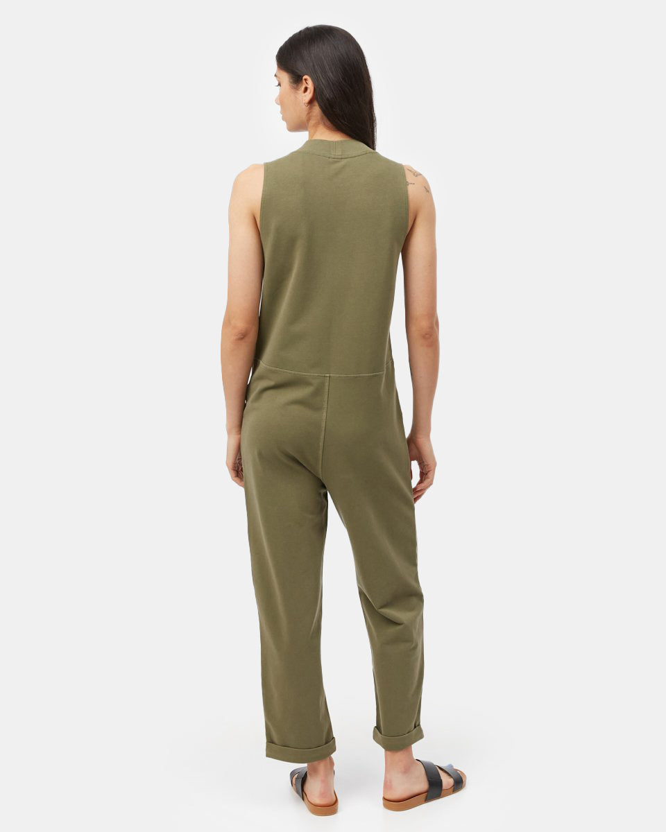 French Terry Fabric V-Neck Women's Jumpsuit for Lounge and Date Night