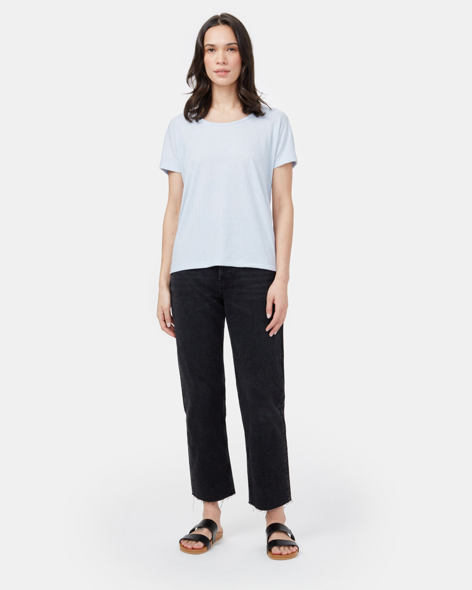 Ribbed Scoop Neck T-Shirt