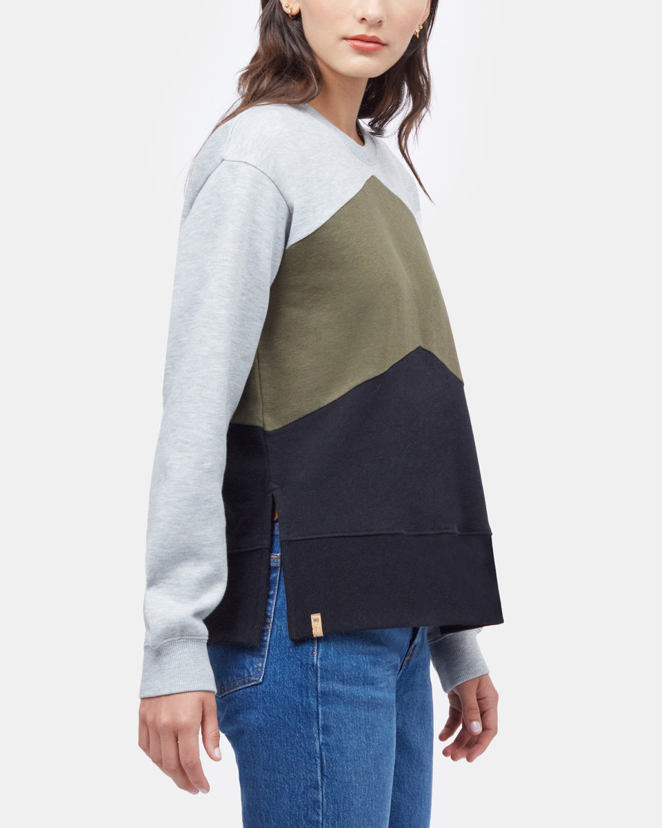 Sustainable Treefleece Chevron Crew with Colorful Pop