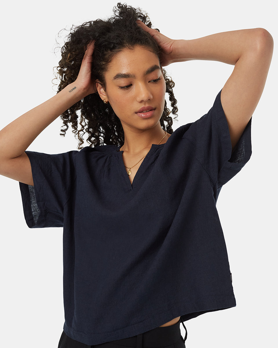 Summer-Friendly Breathable Hemp and Linen Popover Shirt