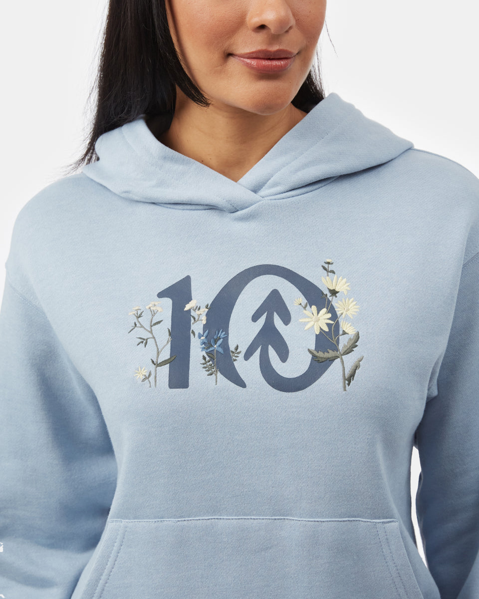 Floral Logo Graphic Eco - friendly Hoodie for Sustainability Advocates