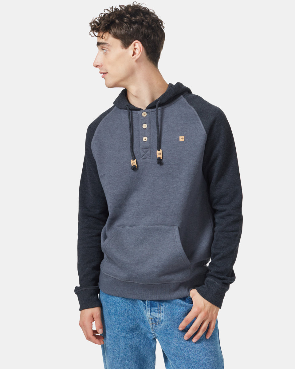 Sustainable Organic Cotton and Recycled Polyester Oberon Henley - Style Hoodie