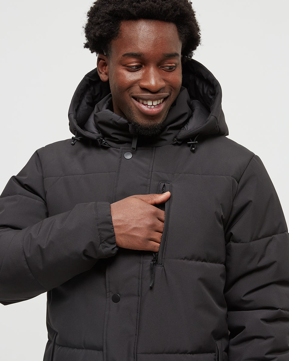 Recycled DWR-Coated Parka Style Puffer Jacket for Winter Warmth