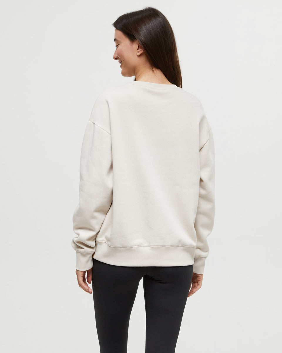 Soft Recycled Juniper Outline Crew Sweatshirt with New Treeline Design