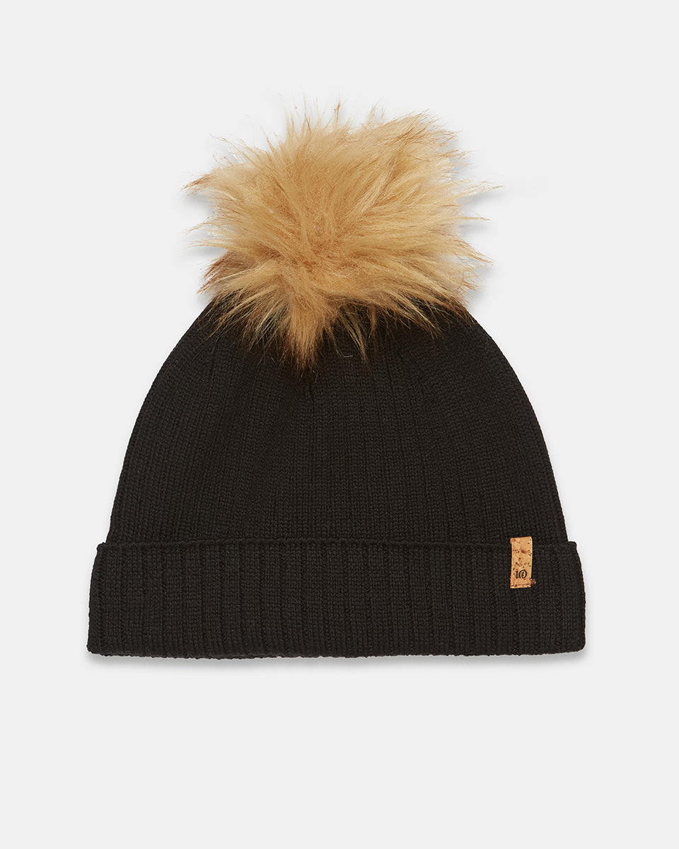 Winter Woolen Faux Fur Pom-Pom Knit Beanie Hat