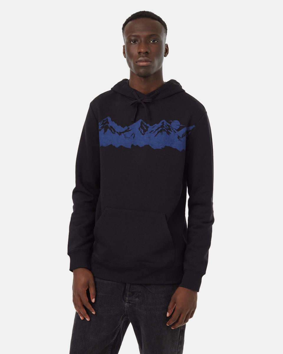 Stylish Mountain Range Graphic Hoodie Made from Certified Fabric