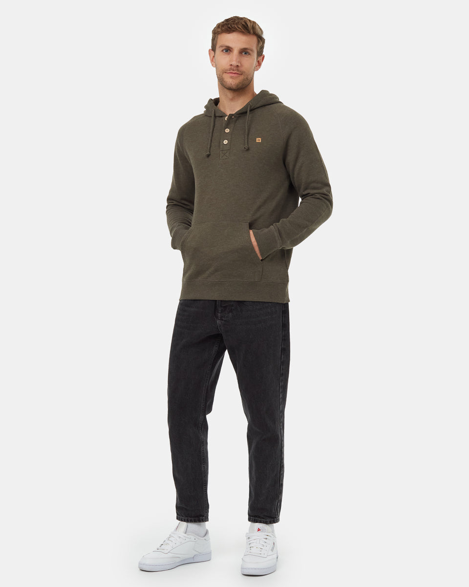 Sustainable Henley - Style Oberon Organic Cotton and Recycled Polyester Hoodie