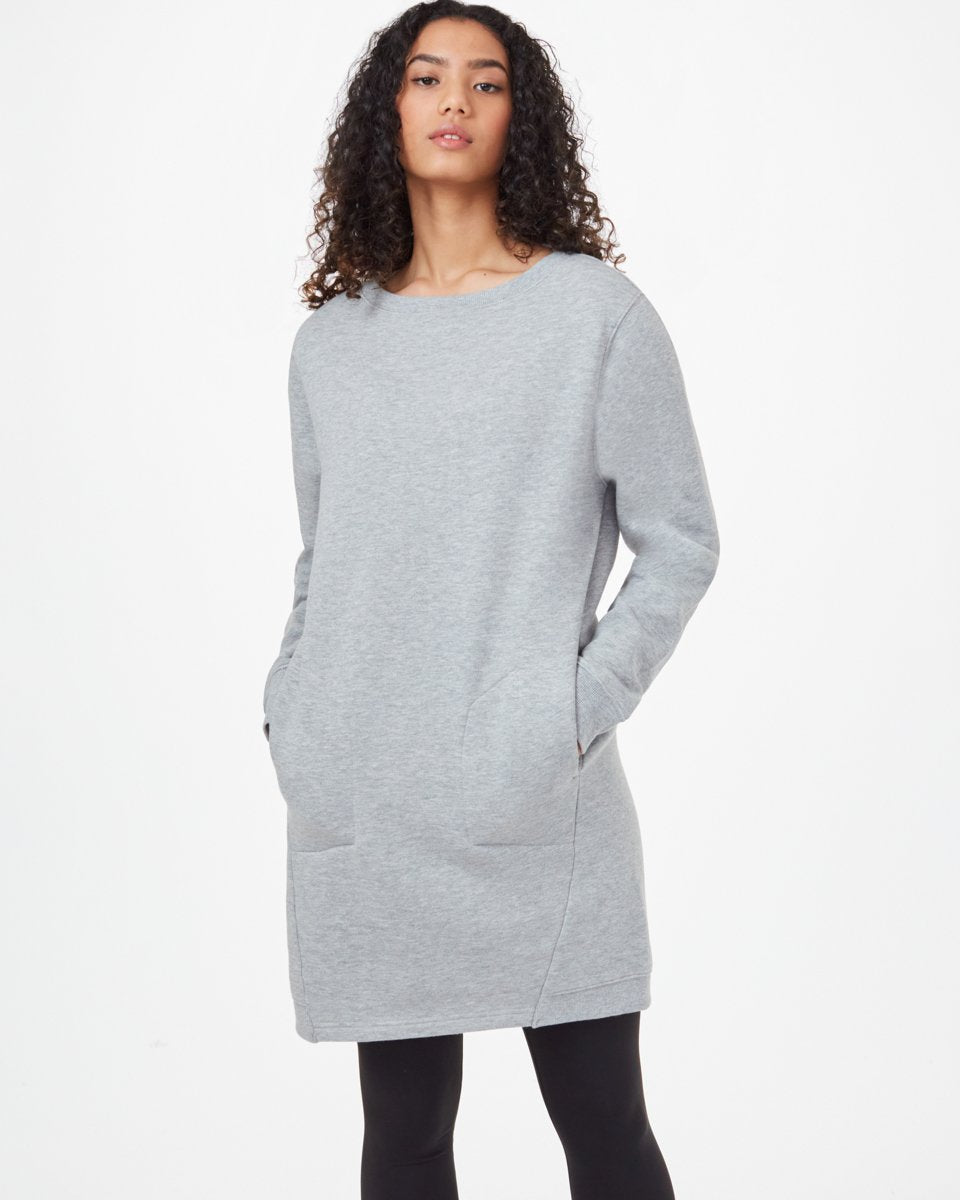 Cozy Fleece Crew Neck Sweatshirt Dress for Women