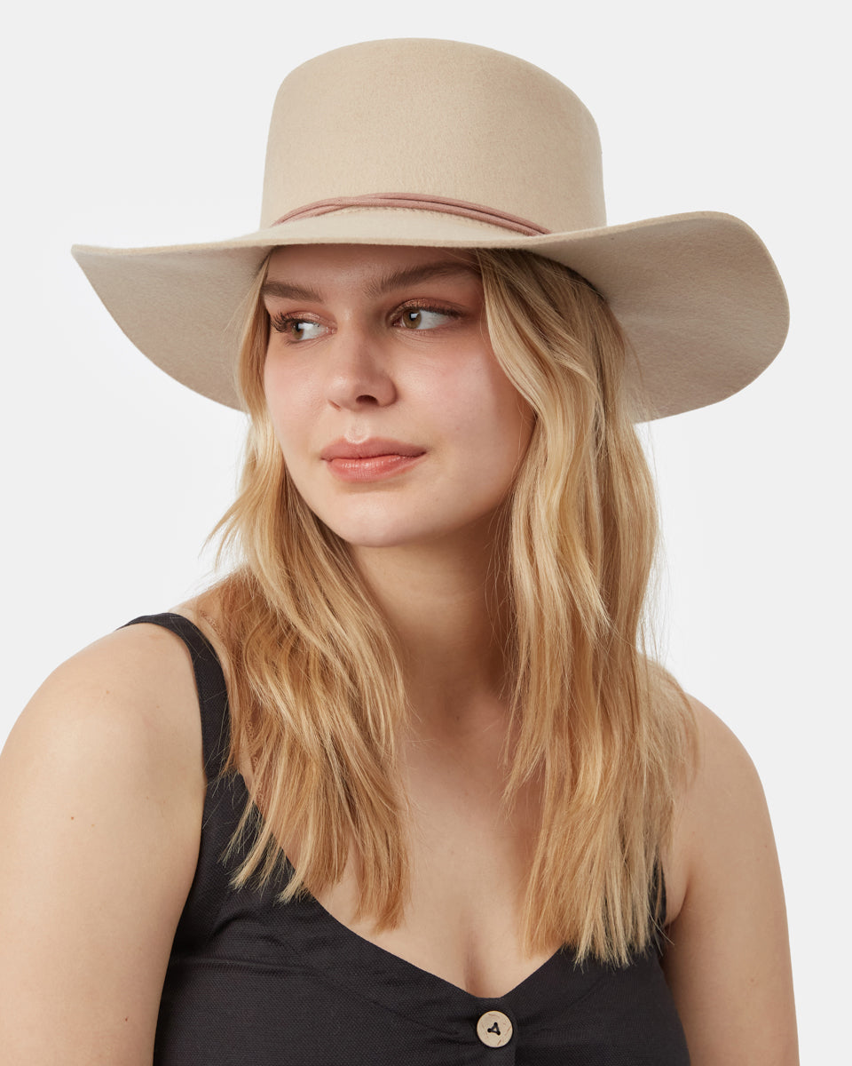 Sustainable 100% Recycled Wool Structured Harlow Boater Style Hat