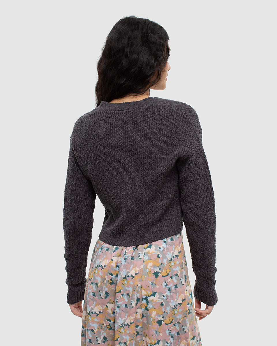 Environmentally-Friendly Poplar Cropped Boxy-Fit Cardigan for Summer