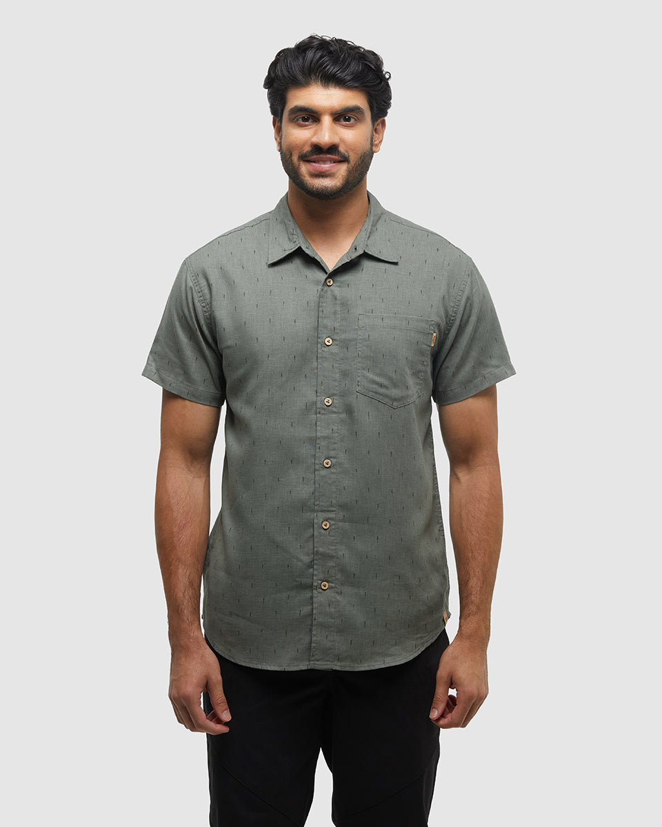 Breathable and Durable Mancos All - Over Print Hemp & Recycled Polyester Shirt