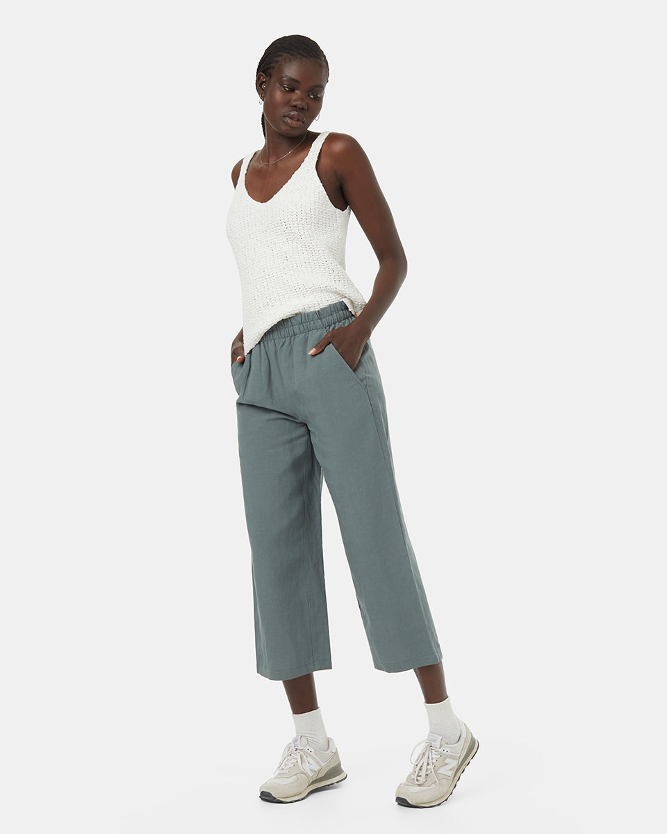TreeLinen Comfortable Elastic - Waist Linen Billow Pants for Spring and Summer