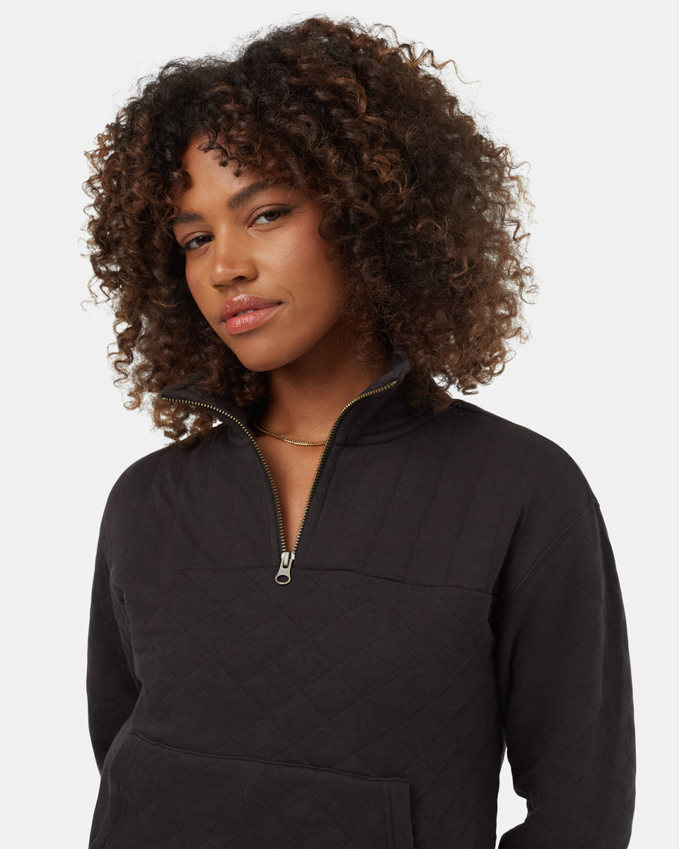 Quilted 1/4 Zip Fleece Mid - layer for Cool Weather