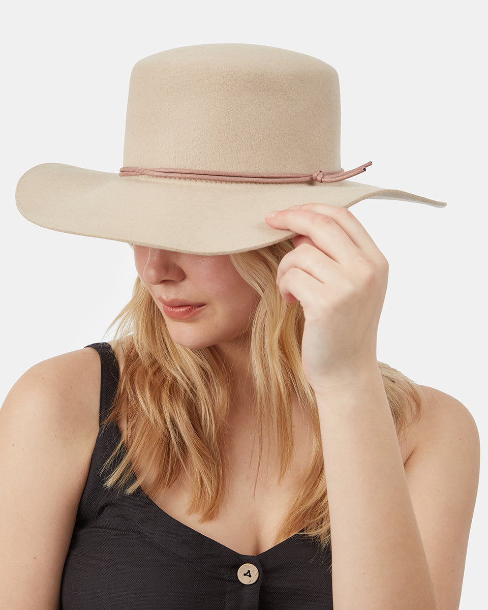 Sustainable 100% Recycled Wool Structured Harlow Boater Style Hat