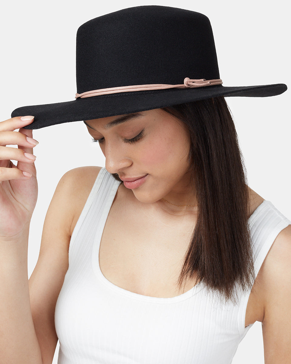 Sustainable 100% Recycled Wool Structured Harlow Boater Hat