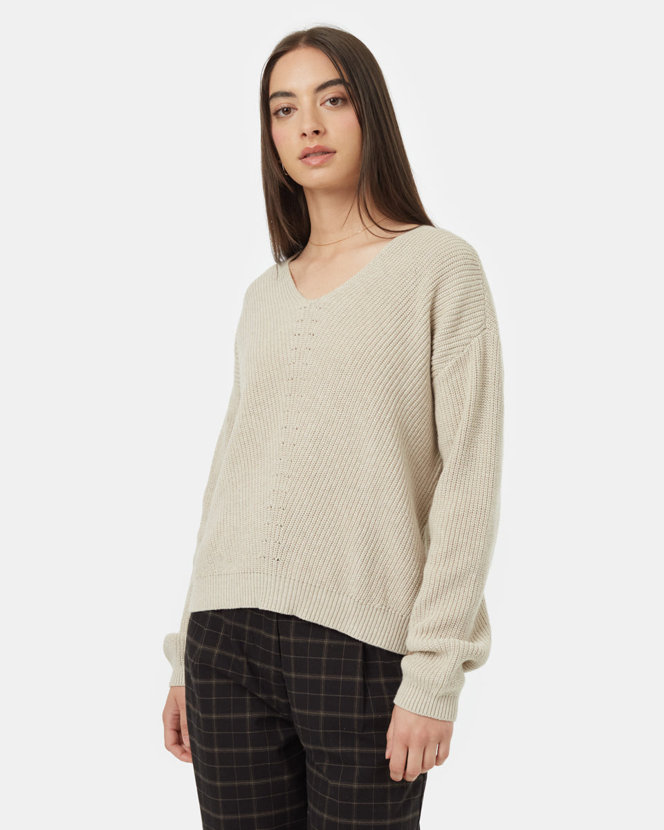 Organic Cotton Highline Relaxed Fit V-Neck Sweater for Layering